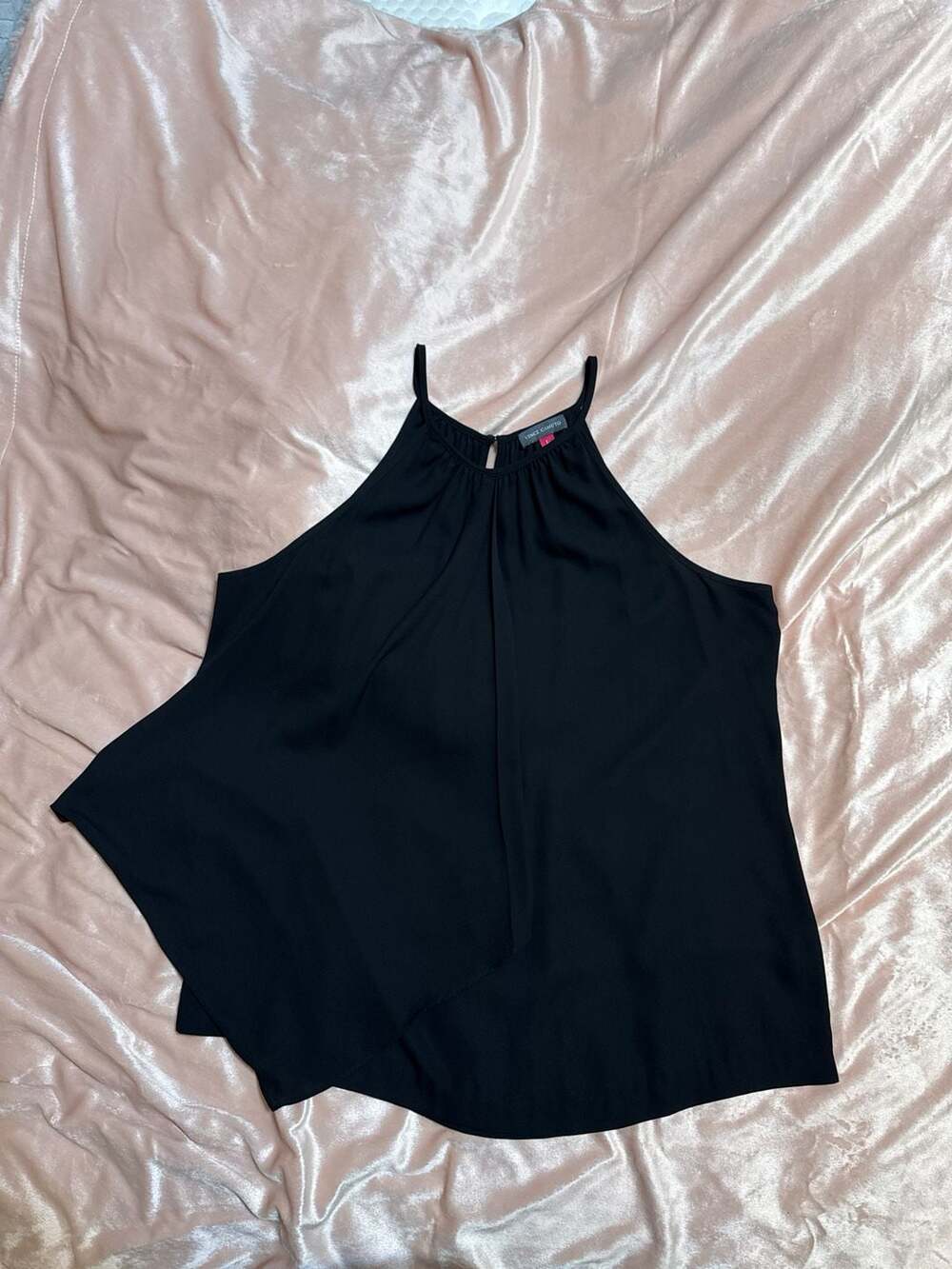 Vince Camuto Black High Neck Halter Sleeveless Chiffon Tank Top Size L Tank Top